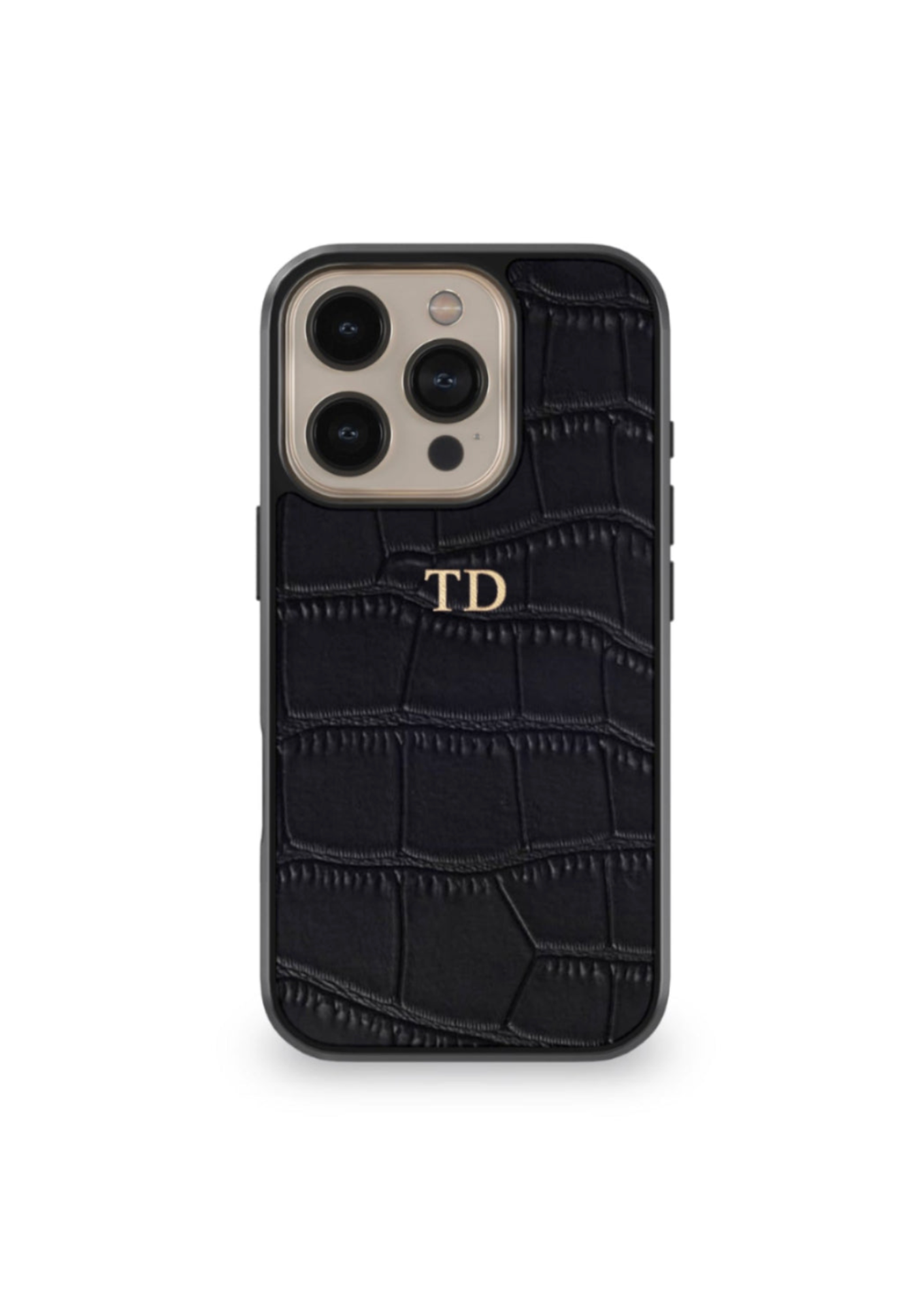 Leather Croc Phone Case - Black