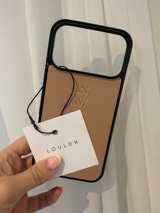 Leather Saffiano Phone Case - Nude