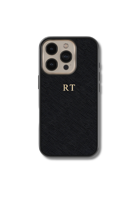 Leather Saffiano Phone Case - Black