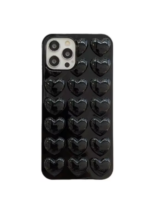 Black Bubble Heart Phone Case