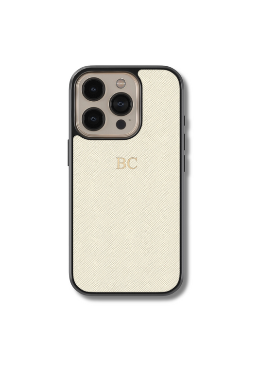 Leather Saffiano Phone Case - Ivory