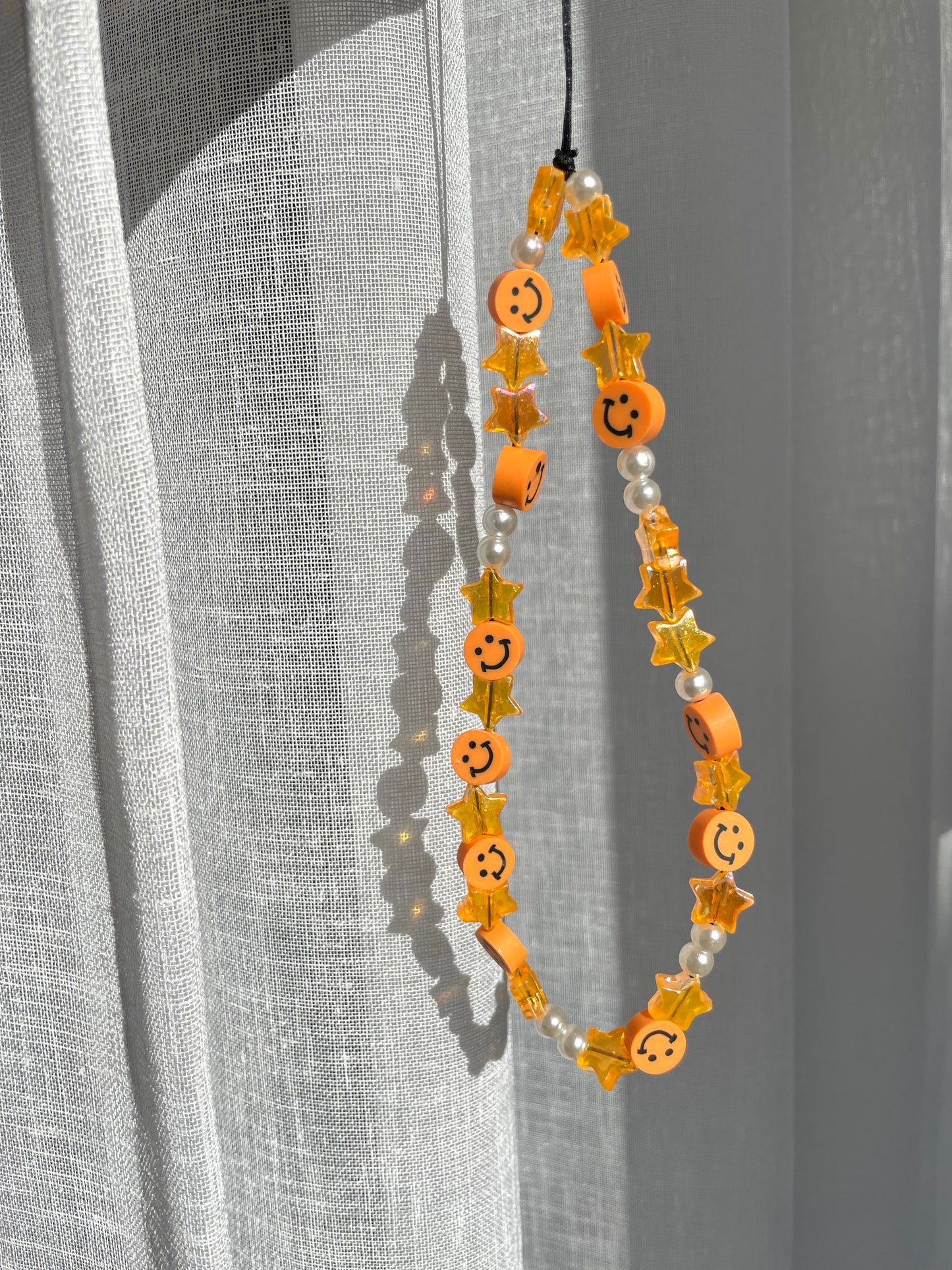 Orange Smiley Phone Charm