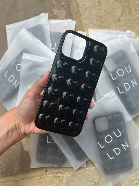 Black Bubble Heart Phone Case